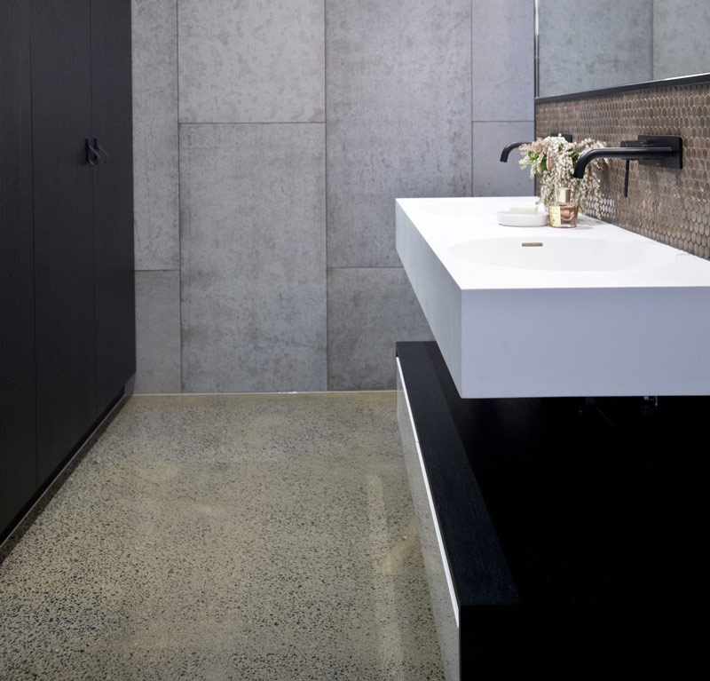 polished concrete bathroom floors