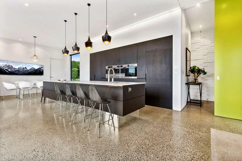 polished concrete kitchen floor