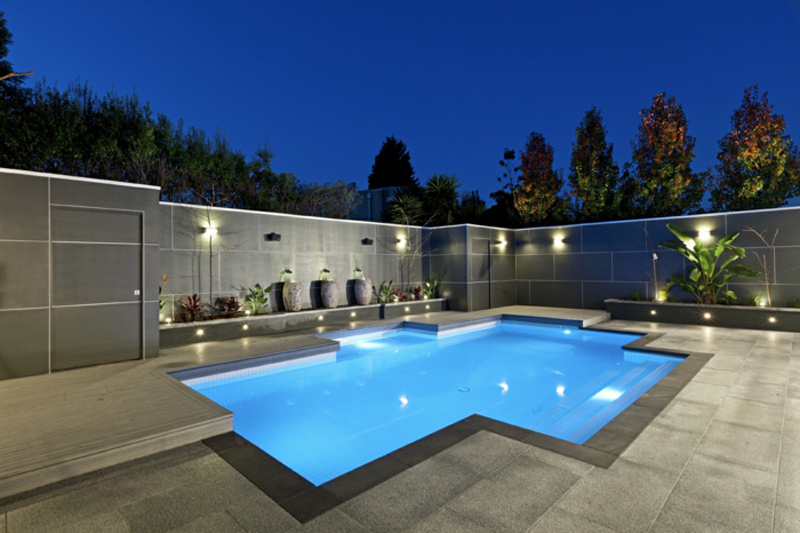 polished concrete around pool